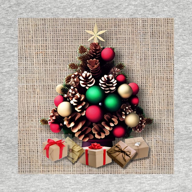 Pine Cone Christmas Tree on Burlap by DANAROPER